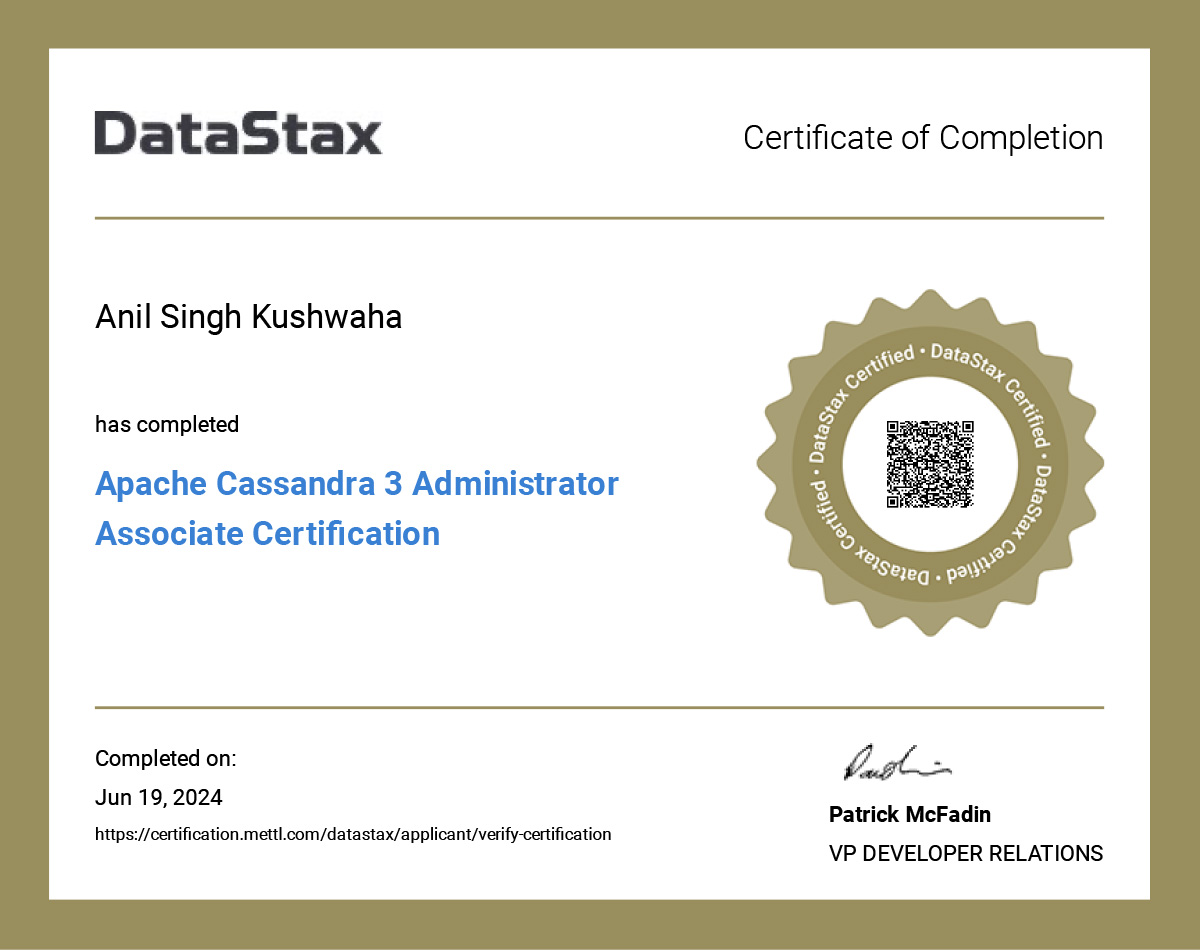 Anil Kushwaha - DataStax Cassandra Administrator 
