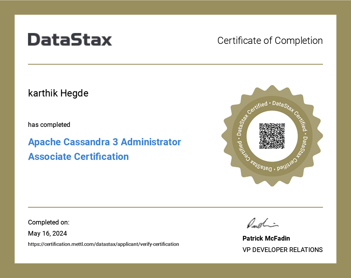Karthik Hegde - DataStax Cassandra Administrator