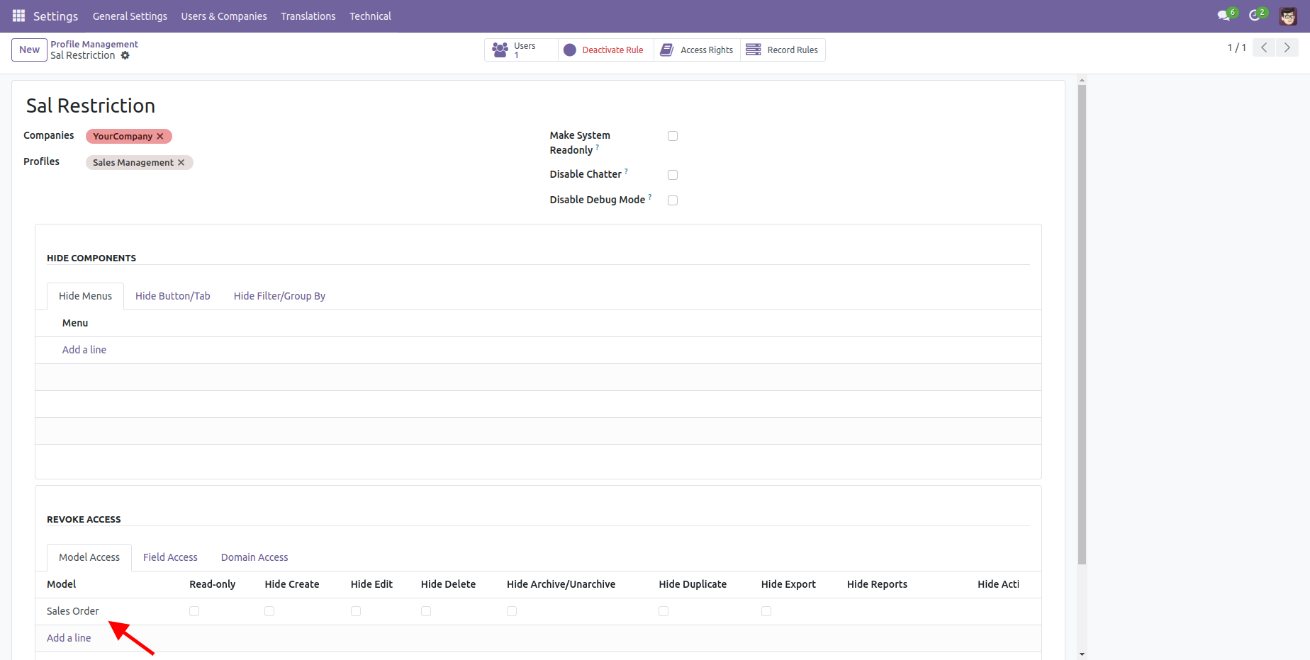 Model Access management in Odoo